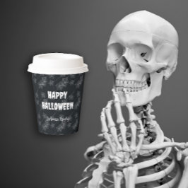 クモの巣のある黒い背景。カスタマイズ。 紙コップ