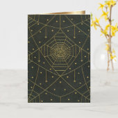 クモの巣のクモと星は黒と金ゴールド カード (黄色い花)