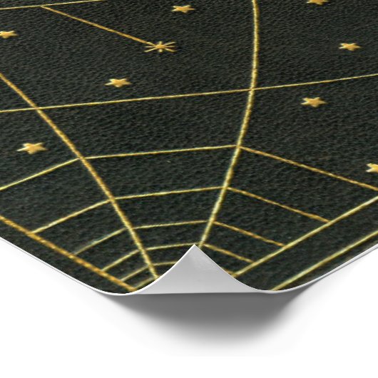 クモの巣のクモと星黒と金ゴールド ポスター (角)