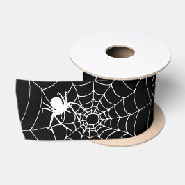 クモの巣の不気味なクモHalloween サテンリボン
