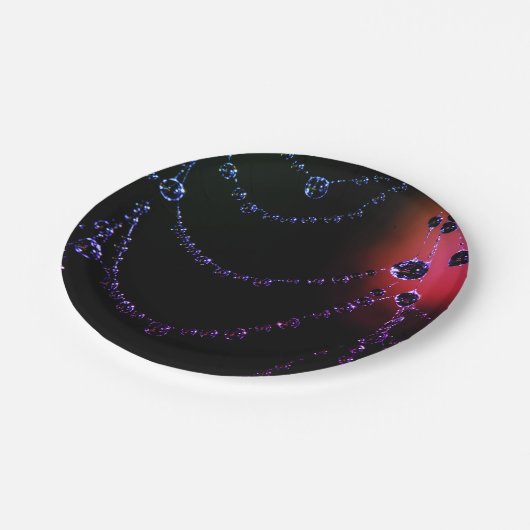 クモの巣の宝石ブラックパープルピンク ペーパープレート (アングル)