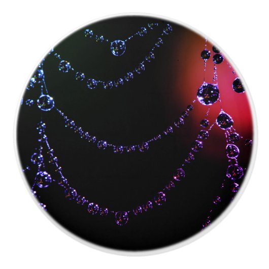 クモの巣の宝石ブラックピンクパープルセラミックノブ セラミックノブ (正面)