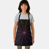 クモの巣の黒い紫のオレンジのハロウィンパターン エプロン (インサイチュ)