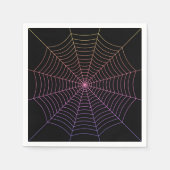 クモの巣の黒い紫のオレンジのハロウィンパターン スタンダードカクテルナプキン (正面)