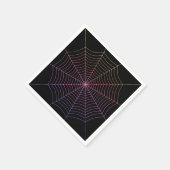 クモの巣の黒い紫のオレンジのハロウィンパターン スタンダードカクテルナプキン (角)