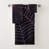 クモの巣の黒い紫のオレンジのハロウィンパターン バスタオルセット (インサイチュ)