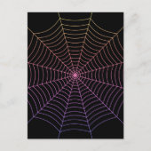 クモの巣の黒い紫のオレンジのハロウィンパターン ポストカード (正面)