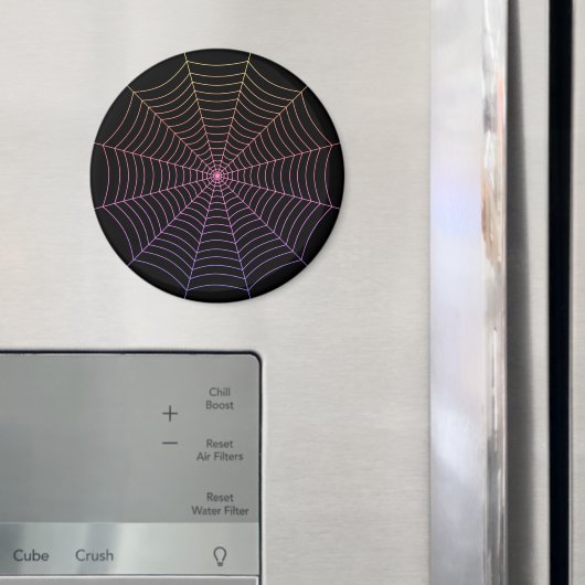 クモの巣の黒い紫のオレンジのハロウィンパターン マグネット (インサイチュ (冷蔵庫))