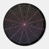 クモの巣の黒い紫のオレンジのハロウィンパターン マグネット (正面)