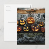 クモの巣を持つ不気味なハロウィーンジャック – o' – ランタン ポストカード (正面/裏面)