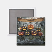 クモの巣を持つ不気味なハロウィーンジャック – o' – ランタン マグネット (正面/裏面)