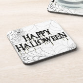 クモの巣及びハッピーハローウィン不気味文字 コースター (左側)