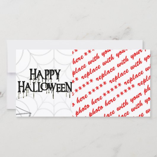 クモの巣及びハッピーハローウィン不気味文字 シーズンカード (正面)