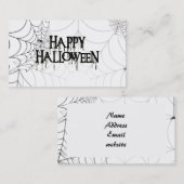 クモの巣及びハッピーハローウィン不気味文字 名刺 (正面/裏面)