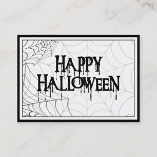 クモの巣及びハッピーハローウィン不気味文字 名刺