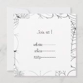 クモの巣及びハッピーハローウィン不気味文字 招待状 (裏面)