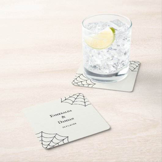 クモの巣(黒と白のゴシック結婚) スクエアペーパーコースター (インサイチュ)
