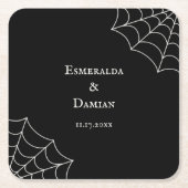 クモの巣(黒と白のゴシック結婚) スクエアペーパーコースター (正面)