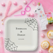 クモの巣(黒と白のゴシック結婚) ペーパープレート (パーティー)