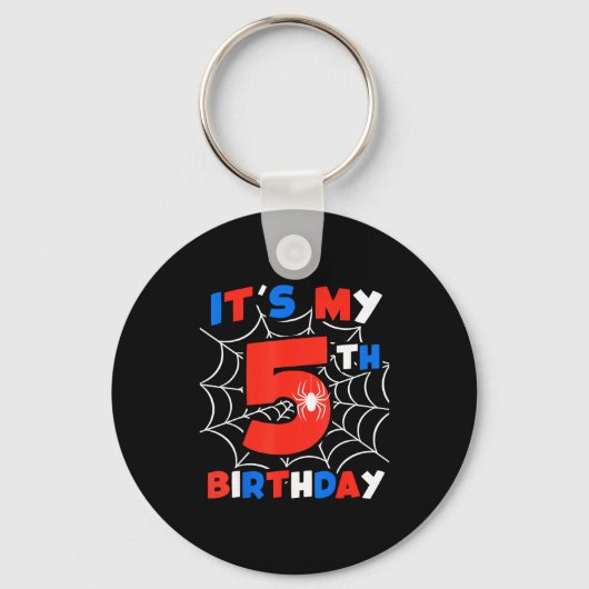 クモの巣 5歳の誕生日パーティー 5歳  キーホルダー (正面)