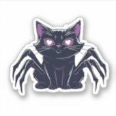 クモの足とハートの目をした不気味でかわいい猫 クラシック シール (正面)
