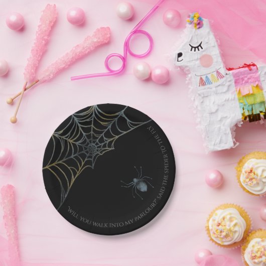 クモをテ不気味ーマにしたハロウィーン ペーパープレート (パーティー)