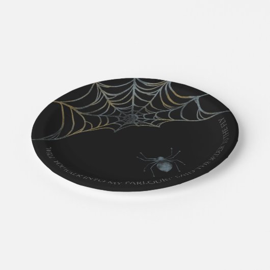 クモをテ不気味ーマにしたハロウィーン ペーパープレート (アングル)