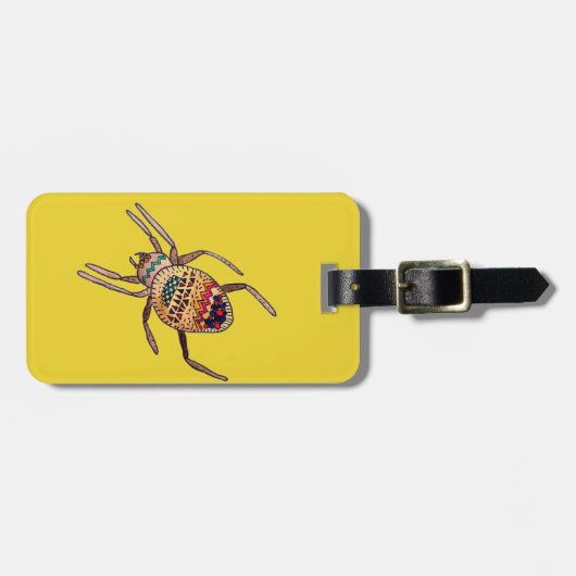 クモカラフルのクモの花 ラゲッジタグ (正面横)