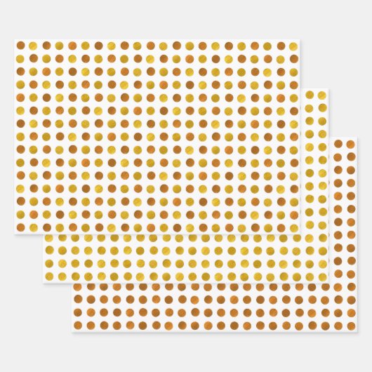 クモダンラス白エレガント金ゴールド銅水玉模様 ラッピングペーパーシート (セット)