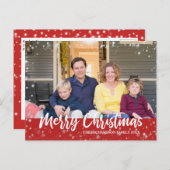 クモダンリスマスつらら雪写真赤はがき ポストカード (正面/裏面)