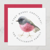 クモダンリスマス水彩鳥 シーズンカード (正面/裏面)