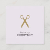 クモダンリミニマルンフェイク金ゴールド美容師 スクエア名刺 (正面)