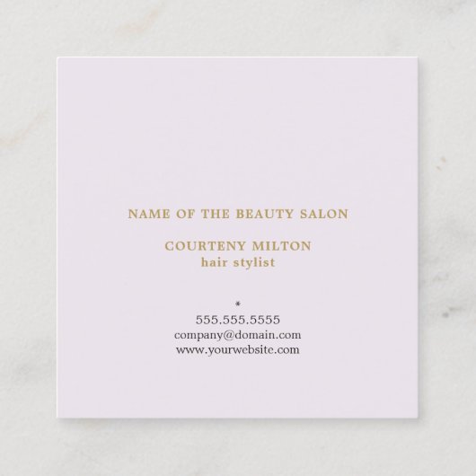 クモダンリミニマルンフェイク金ゴールド美容師 スクエア名刺 (裏面)