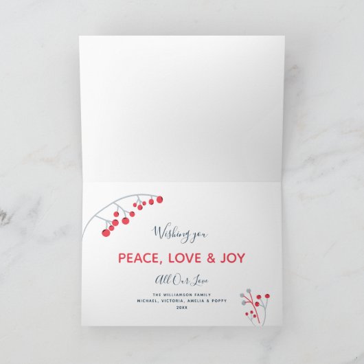 クモダンリメリースマスの赤い灰色のネービーブルーベリー シーズンカード (内部)