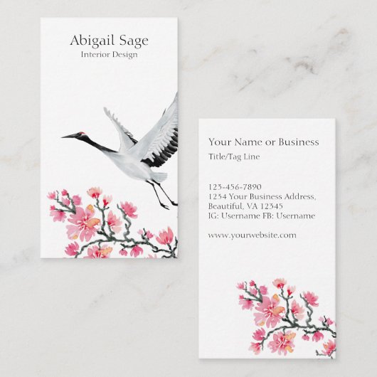 クモダンレエレガントーンとさくらんぼ 名刺 (正面/裏面)