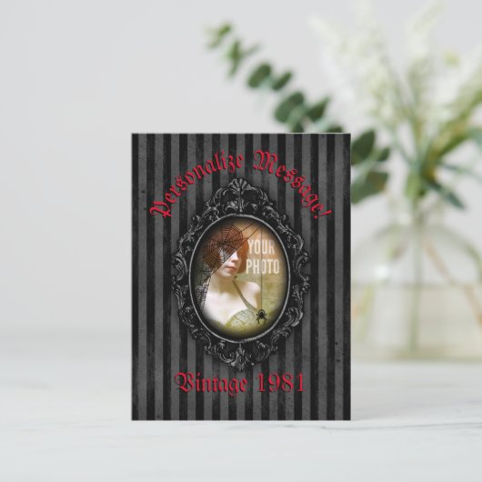 クモパーソナライズされた付きゴシック枠 ポストカード (スタンド正面)