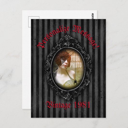 クモパーソナライズされた付きゴシック枠 ポストカード (正面/裏面)