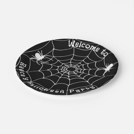 クモ不気味とクモの巣ハローウィンパーティ ペーパープレート (アングル)