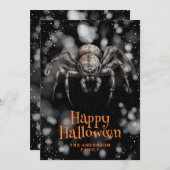 クモ不気味のクモの巣ハッピーハローウィンカード シーズンカード (正面/裏面)