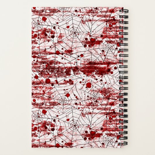 クモ不気味の巣と赤(ばちゃばちゃ)跳ねるハロウィーン ノートブック (裏面)