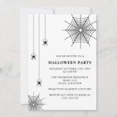 クモ及びクモの巣シンプル白黒ハロウィーン 招待状 (正面)