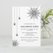クモ及びクモの巣シンプル白黒ハロウィーン 招待状 (スタンド正面)