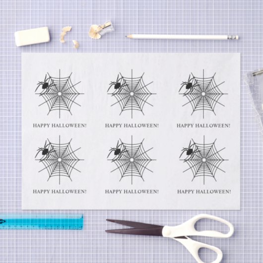 クモ及びクモシンプル巣ハッピーハローウィン 薄葉紙 (クラフト)