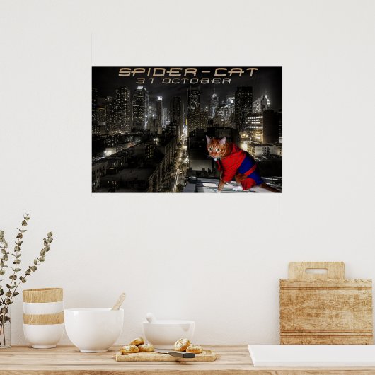 クモ猫 ポスター (キッチン)