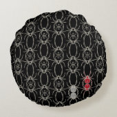 クモ – こうもりブラックとボーンホワイト ラウンドクッション (裏面)