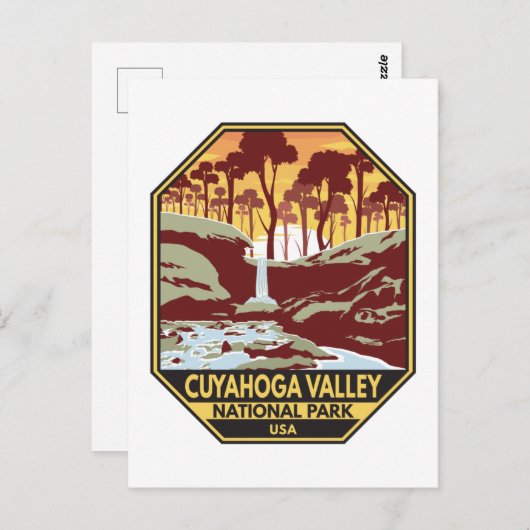 クヤホガバレーナショナルパークオハイオヴィンテージエンブレム ポストカード (正面/裏面)