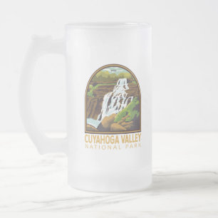 クヤホガバレー国立公園ヴィンテージエンブレム フロストグラスビールジョッキ