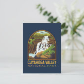 クヤホガバレー国立公園ヴィンテージエンブレム ポストカード (スタンド正面)