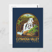 クヤホガバレー国立公園ヴィンテージエンブレム ポストカード (正面/裏面)