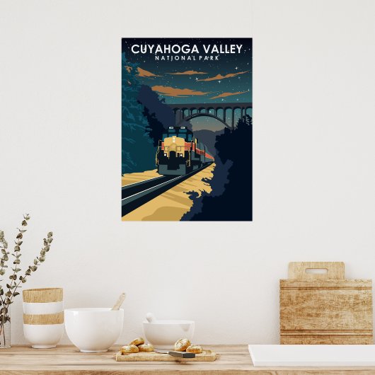 クヤホガバレー国立公園ヴィンテージ旅行アート ポスター (キッチン)